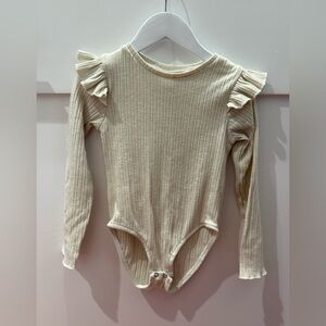 Zara Cream Ribbed Ruffle Sleeve Bodysuit Kids